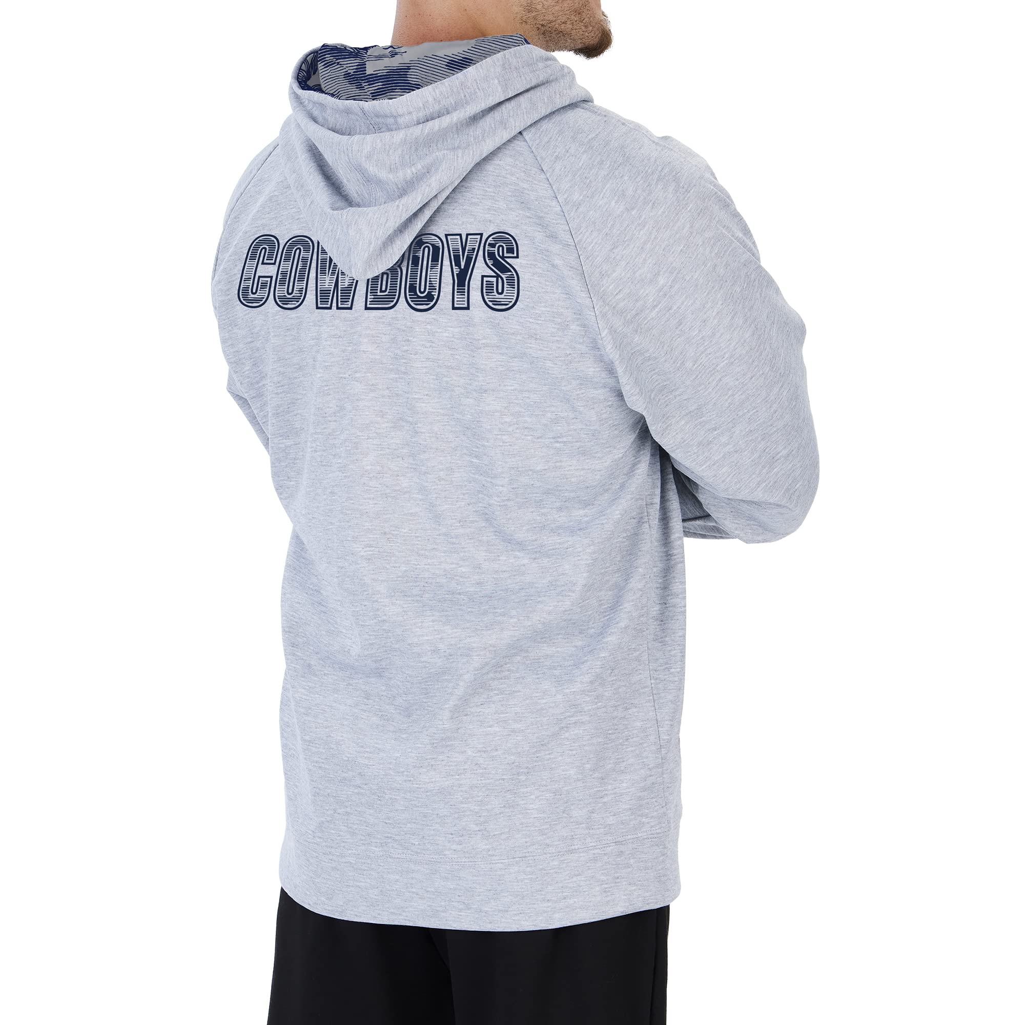 Zubaz Men's NFL Heather Gray Full-Zip Hoodie with Dallas Cowboys Team Color Camo