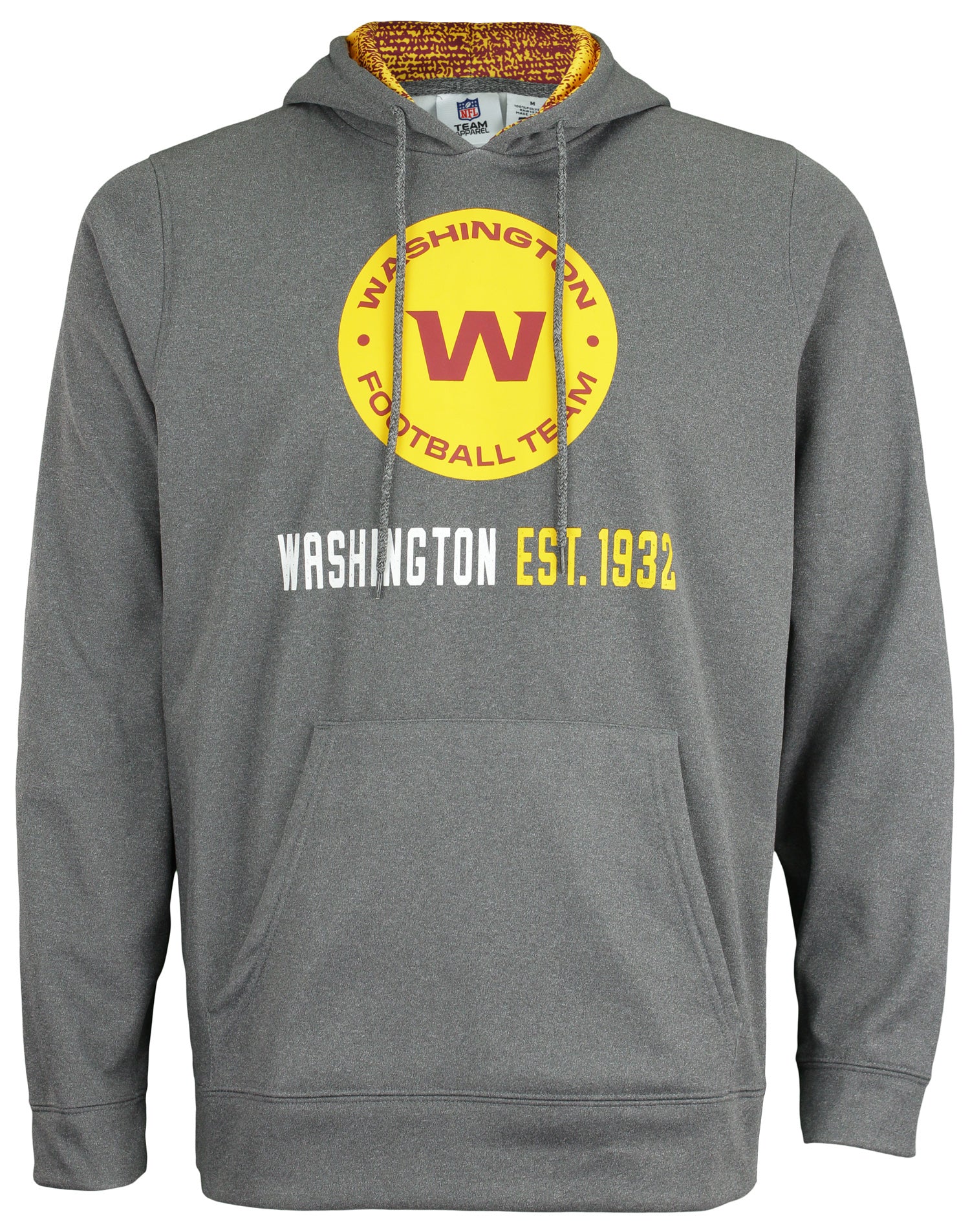 Zubaz Men's Heather Grey NFL Washington Football Team Performance Fleece Hoodie