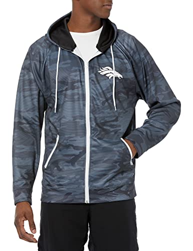 Hot! Zubaz Men's Denver Broncos Tonal Black Camo Full-Zip Hoodie