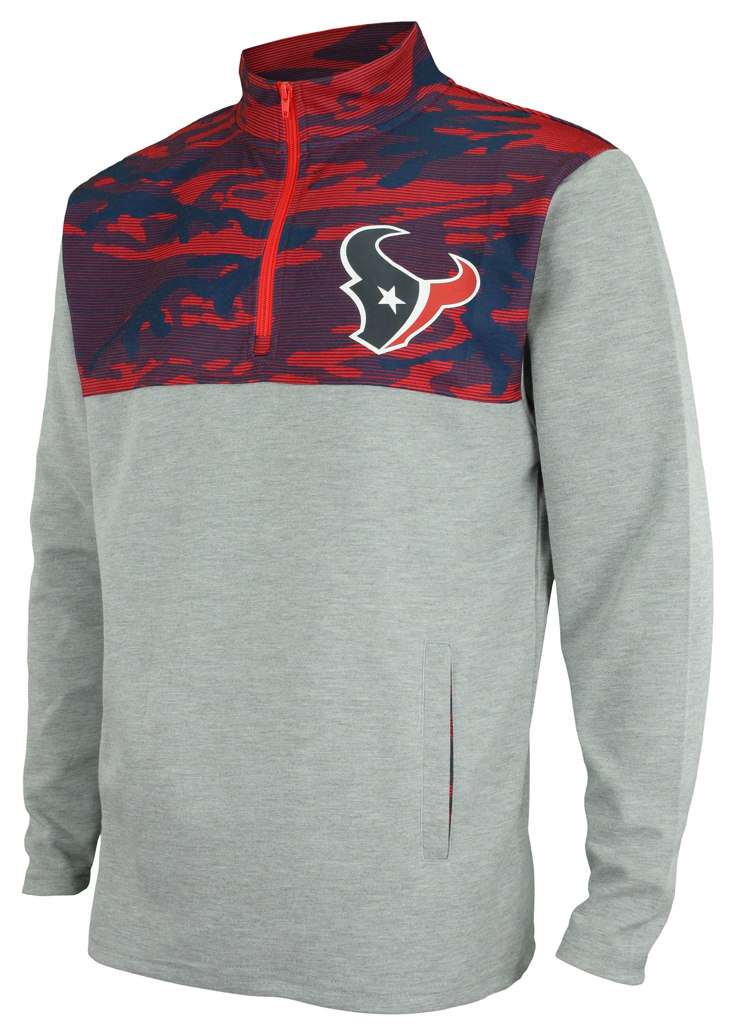 Men's Zubaz Houston Texans 1/4 Zip Fleece Pullover with Camo Pattern
