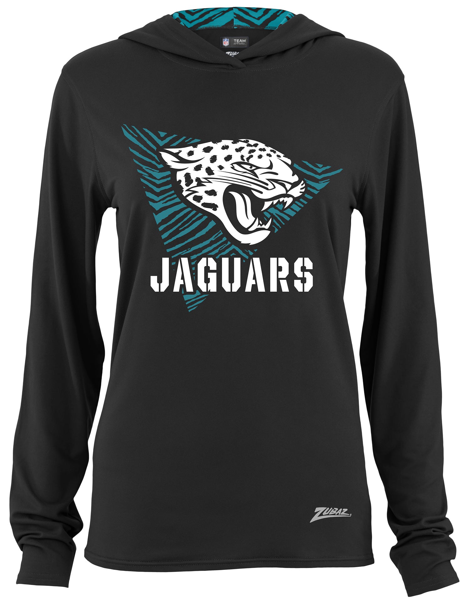 Hot Deal! Zubaz NFL Women's Lightweight Team-Color Hoodie with Zebra Liner, Jacksonville Jaguars Logo