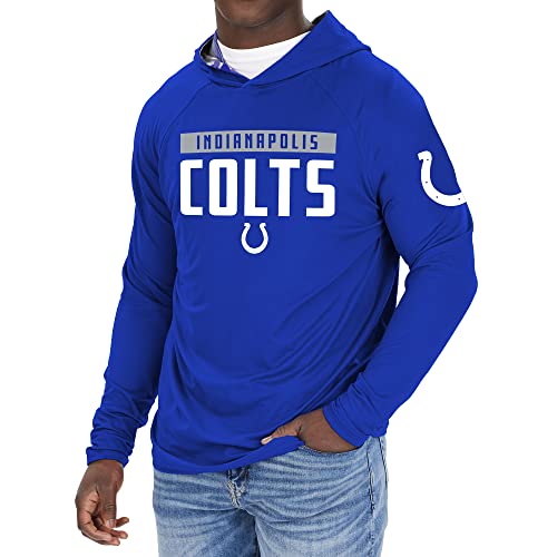 Zubaz NFL Indianapolis Colts Men's Lightweight Solid Team Hoodie with Camo-Lined Hood