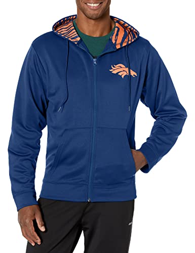 Hot! Zubaz NFL Men's Denver Broncos Full Zip Hoodie with Zebra Accents