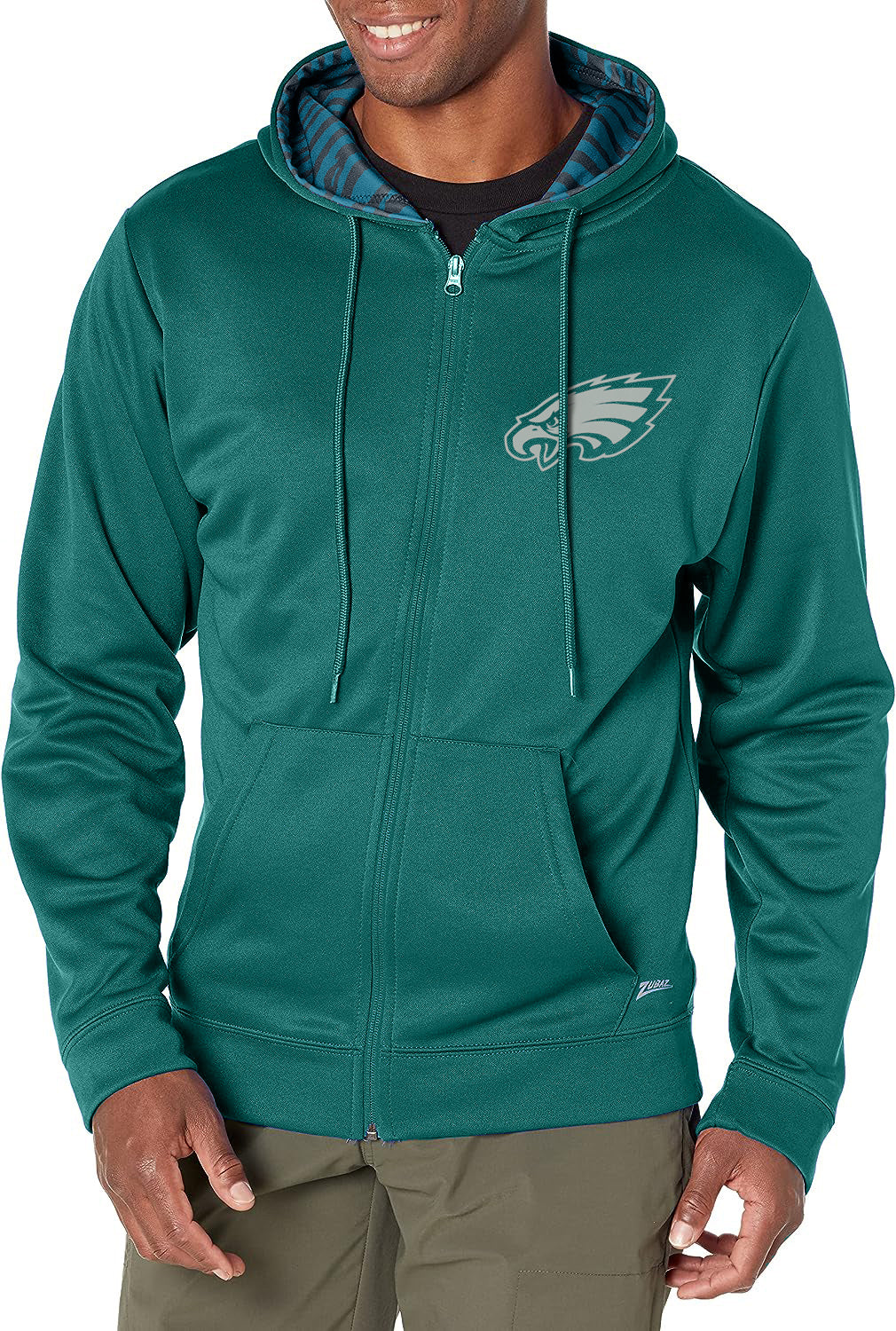 Hot! Zubaz NFL Men's Philadelphia Eagles Full Zip Hoodie with Zebra Accents