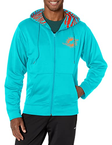 NFL Men's Miami Dolphins Full - Zip Hoodie with Stylish Zebra Accents