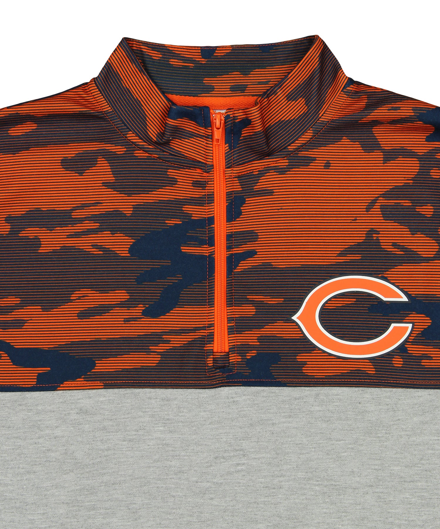 Zubaz Men's Gray 1/4 Zip NFL Chicago Bears Fleece Pullover with Camo Patterns