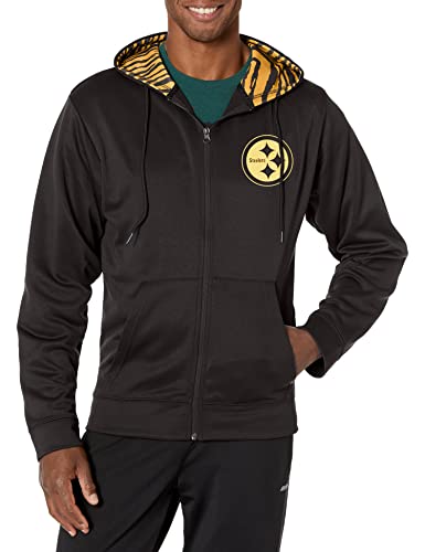 Hot! Zubaz NFL Men's Pittsburgh Steelers Full Zip Hoodie with Zebra Accents