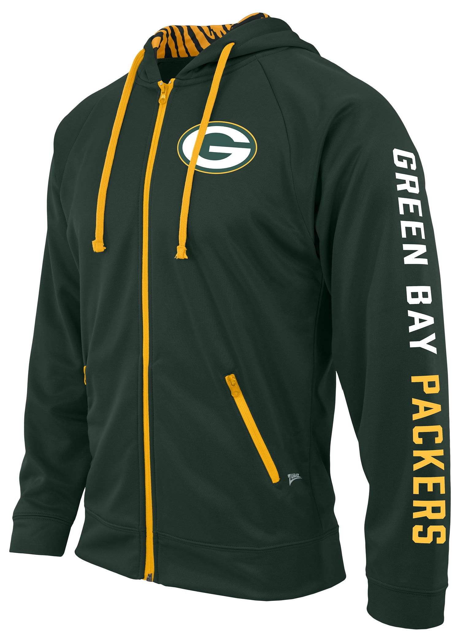 NFL Men's Green Bay Packers Full Zip Zebra Print Logo Hoodie