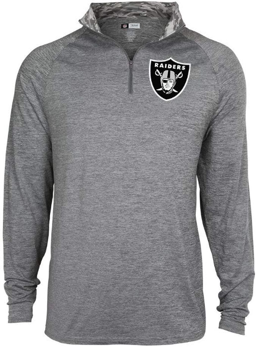 Hot! Zubaz Men's Oakland Raiders Tonal Gray Quarter - Zip NFL Sweatshirt