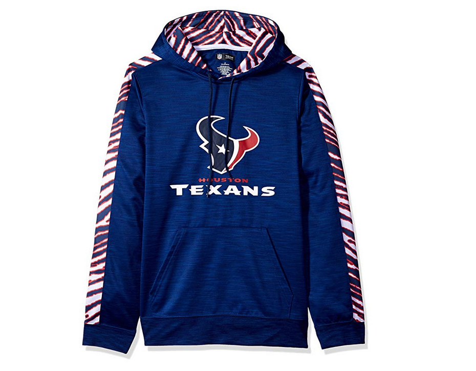 ZUBAZ Men's NFL Houston Texans Long Sleeve Pullover Hoodie with Zebra Details