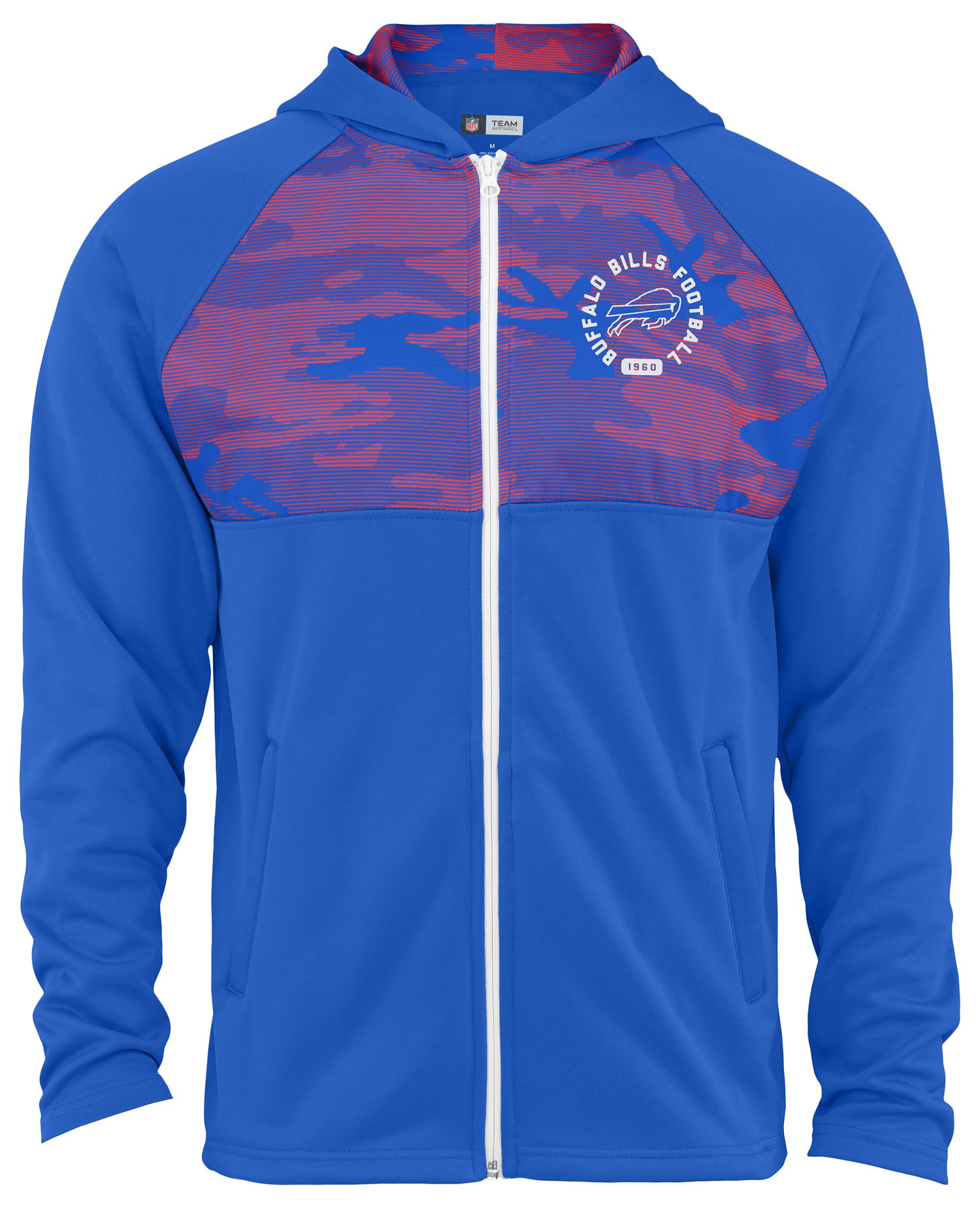 Zubaz Men's Full Zip NFL Hoodie with Yoke - Buffalo Bills Style
