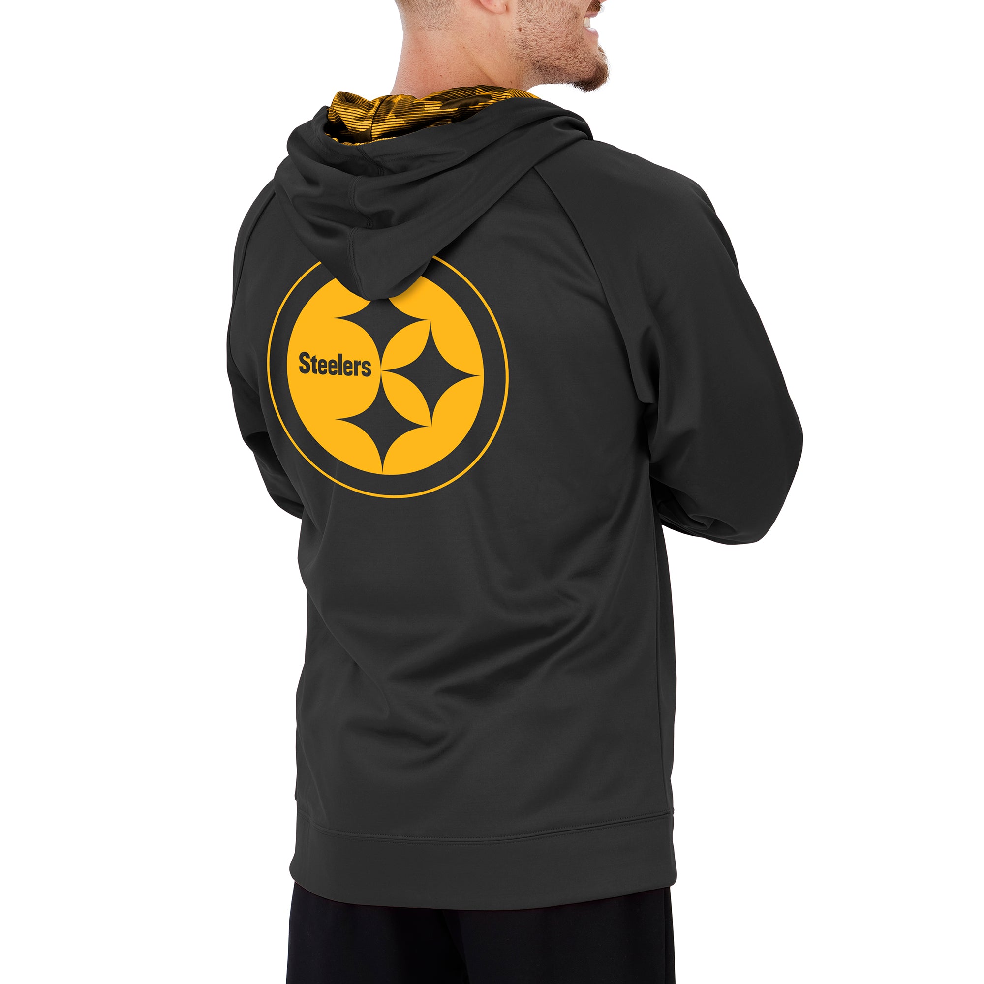 Zubaz Men's Pittsburgh Steelers NFL Full-Zip Hoodie with Team Camo Lines
