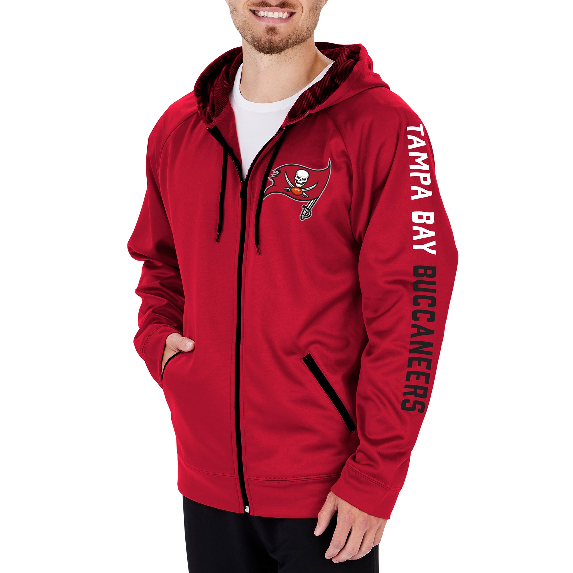 Hot Sale! Zubaz Men's NFL Tampa Bay Buccaneers Full-Zip Camouflaged Hoodie Fleece Jacket