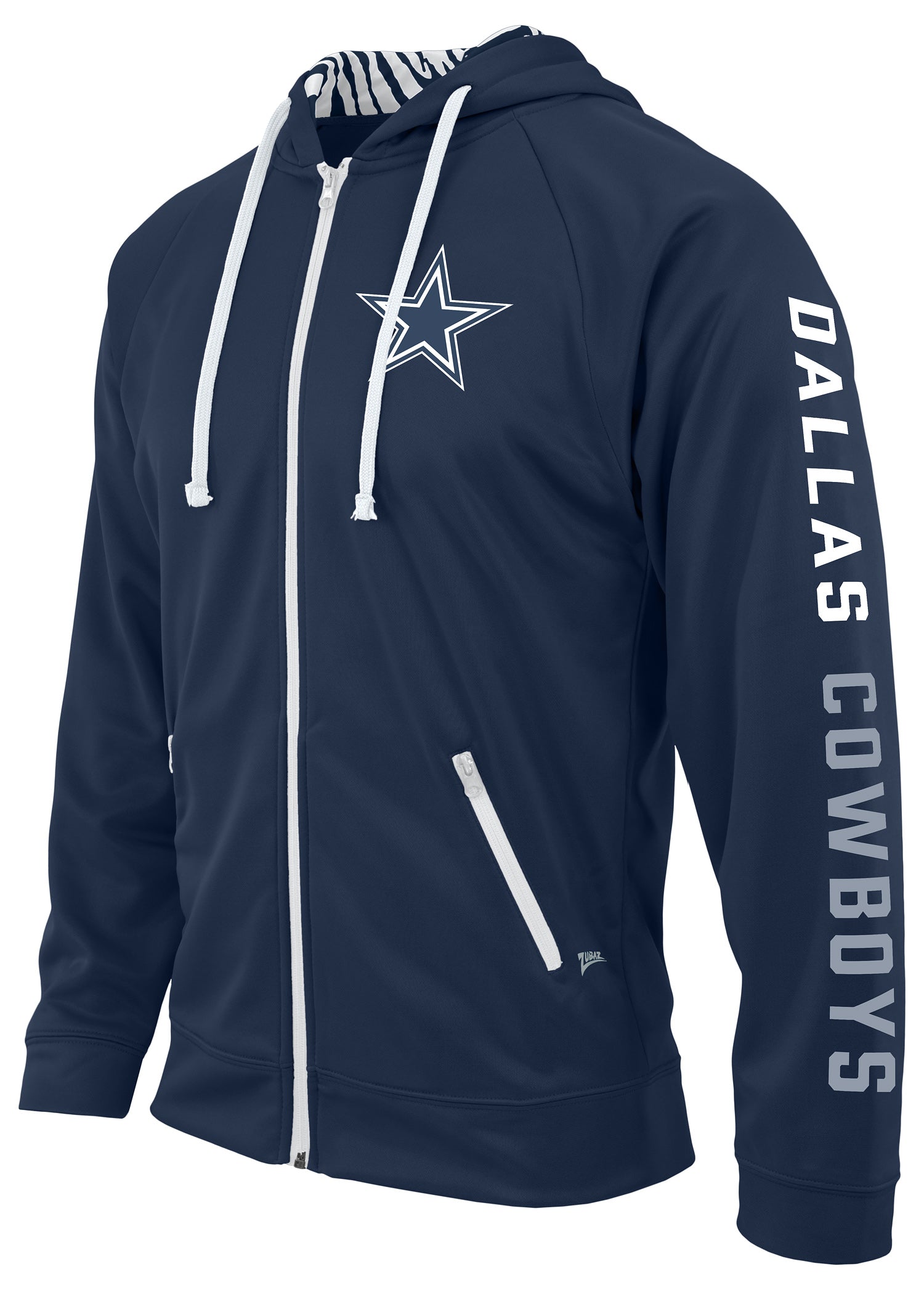 Hot Sale! Zubaz NFL Men's Dallas Cowboys Full Zip Hoodie with Team Logo
