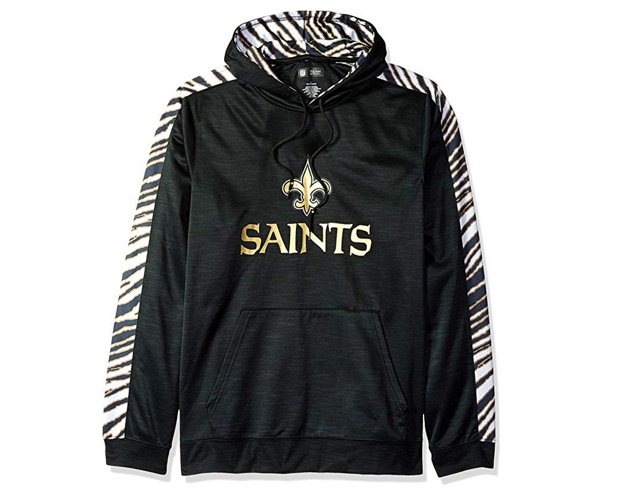 Hot Deal! Zubaz Men's NFL New Orleans Saints Pullover Hoodie Featuring Zebra Design
