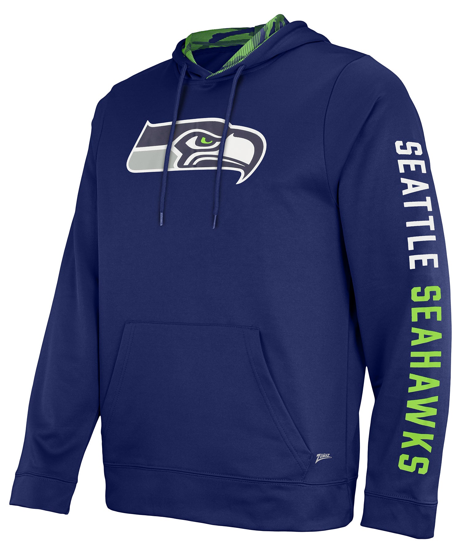 Hot Deal! Zubaz Men's NFL Seattle Seahawks Solid Team Hoodie with Camo Lined Hood