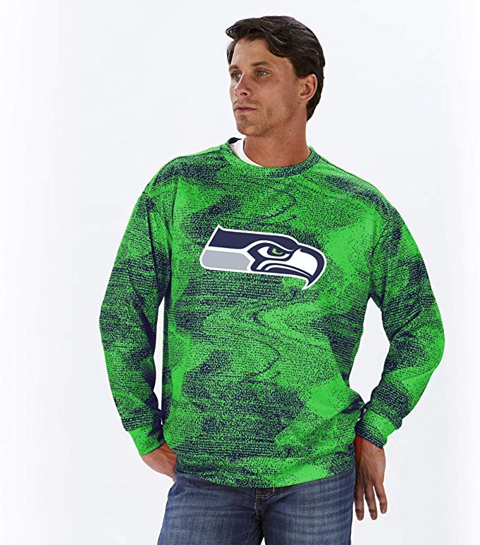 Men's Zubaz NFL Seattle Seahawks Lightweight Static Crew Neck Sweatshirt