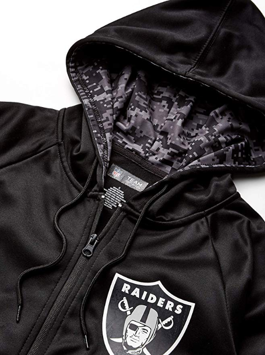 Hot Deal! Zubaz Men's NFL Oakland Raiders Full-Zip Digital Camo Black Hoodie