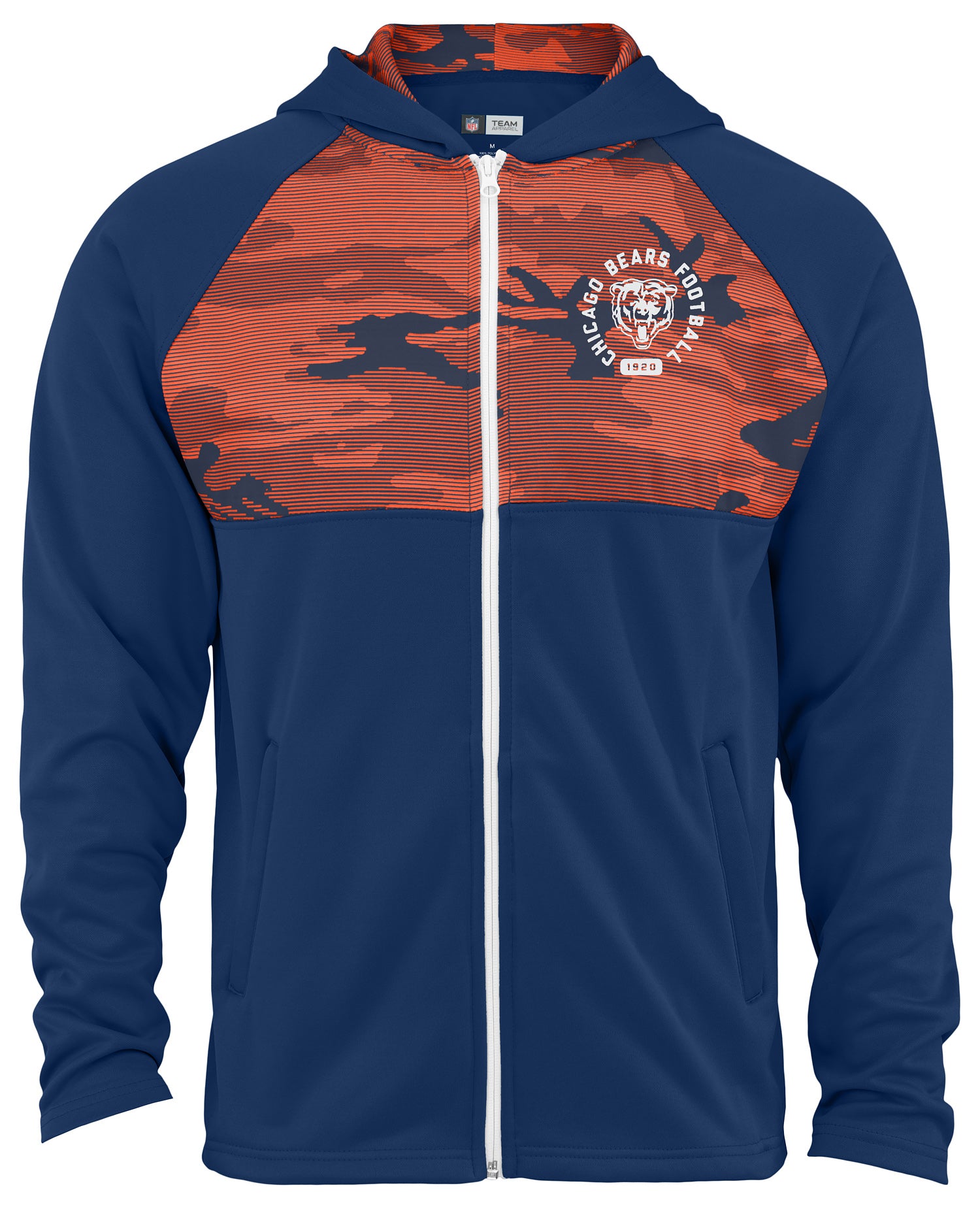 Zubaz Men's Full Zip NFL Yoke Hoodie for Chicago Bears Fans