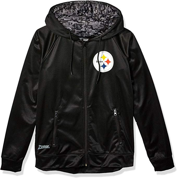Zubaz Men's Black Full Zip Digital Camo Hoodie for Pittsburgh Steelers Fans