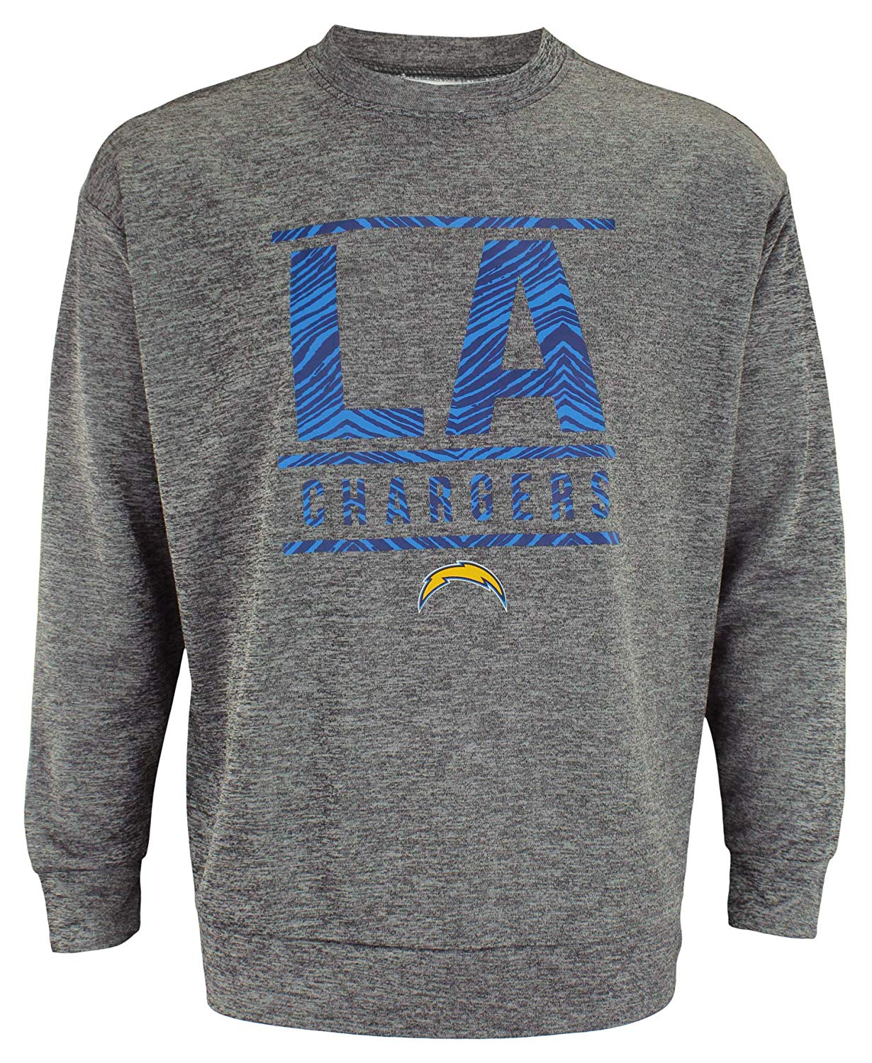 Hot Deal! Zubaz Men's Lightweight French Terry Crew Neck NFL Los Angeles Chargers Sweatshirt