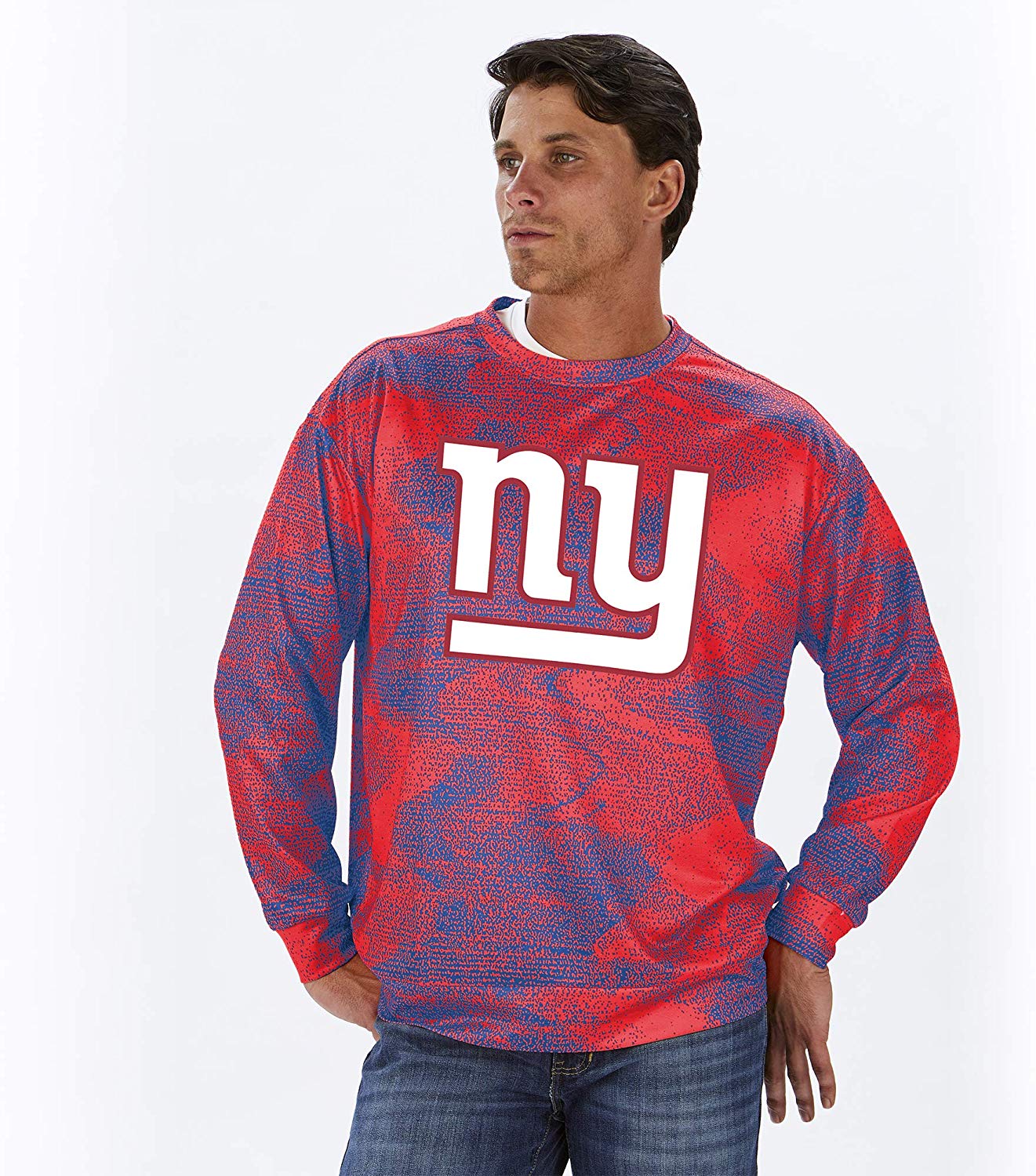 Hot! Zubaz NFL Men's New York Giants Static Crew Neck Sweatshirt