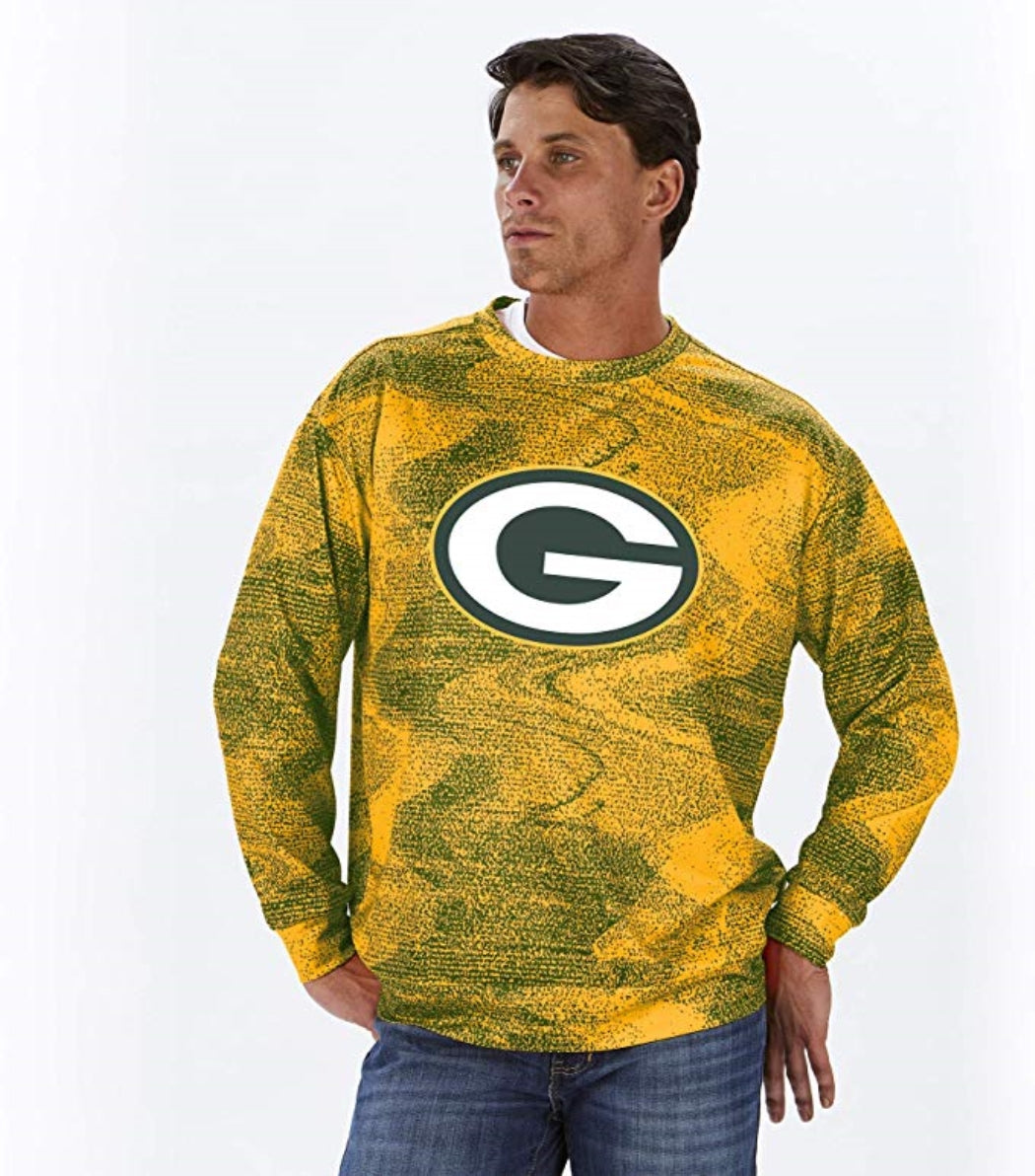 Zubaz NFL Green Bay Packers Men's Static Crew Neck Sweatshirt - Great for Game Day