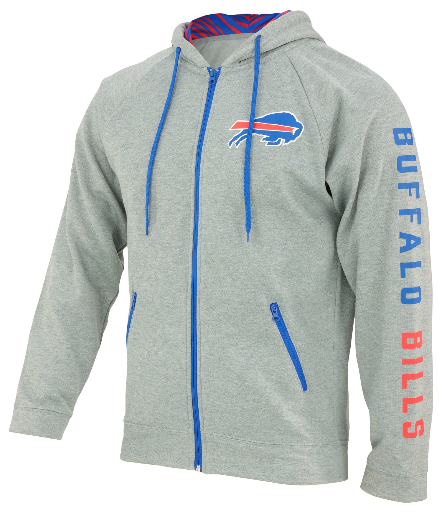 Men's Buffalo Bills Standard Heather Gray Full Zip NFL Zubaz Hoodie