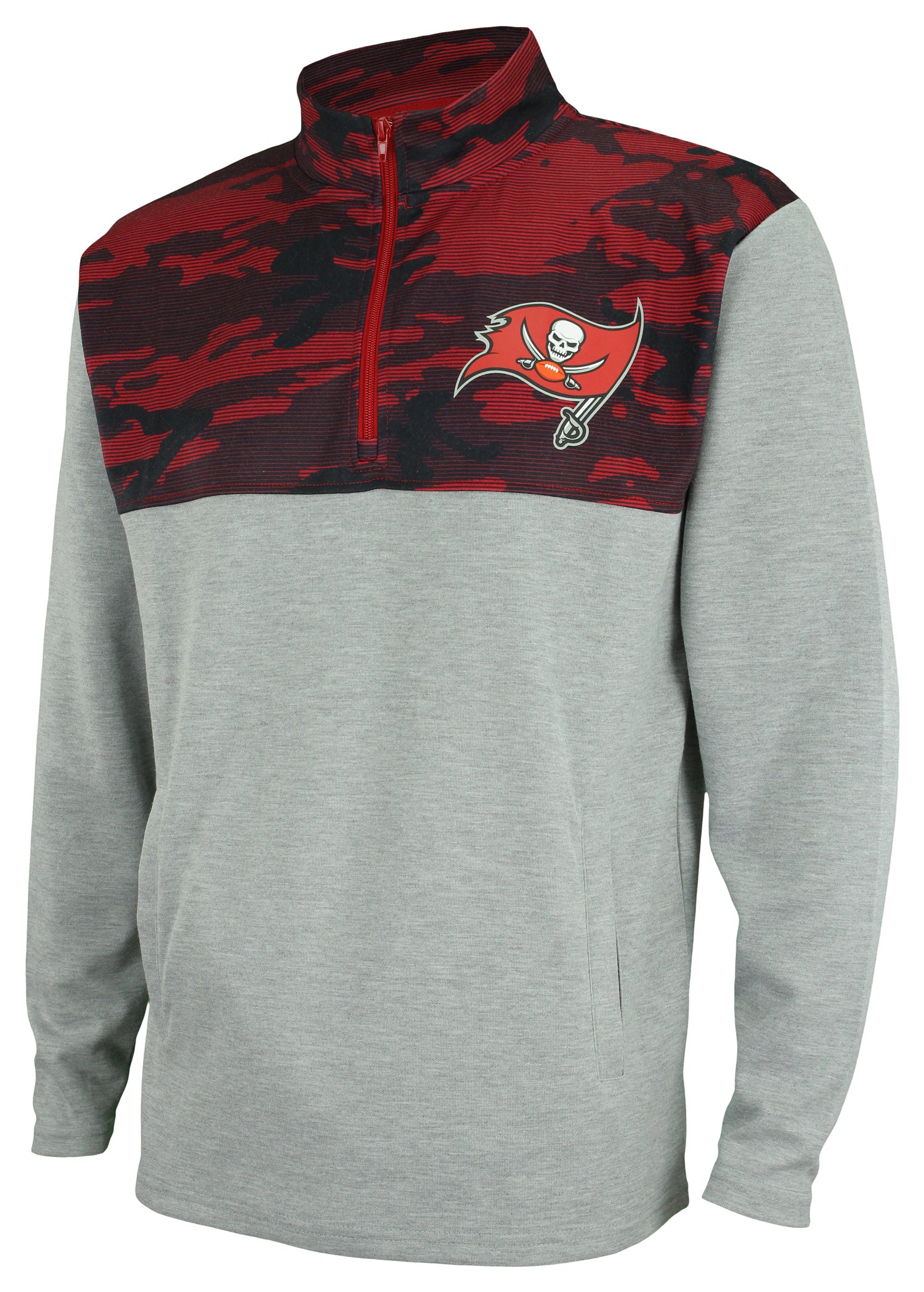 Zubaz Men's Tampa Bay Buccaneers Camo-Lined 1/4 Zip Fleece NFL Pullover