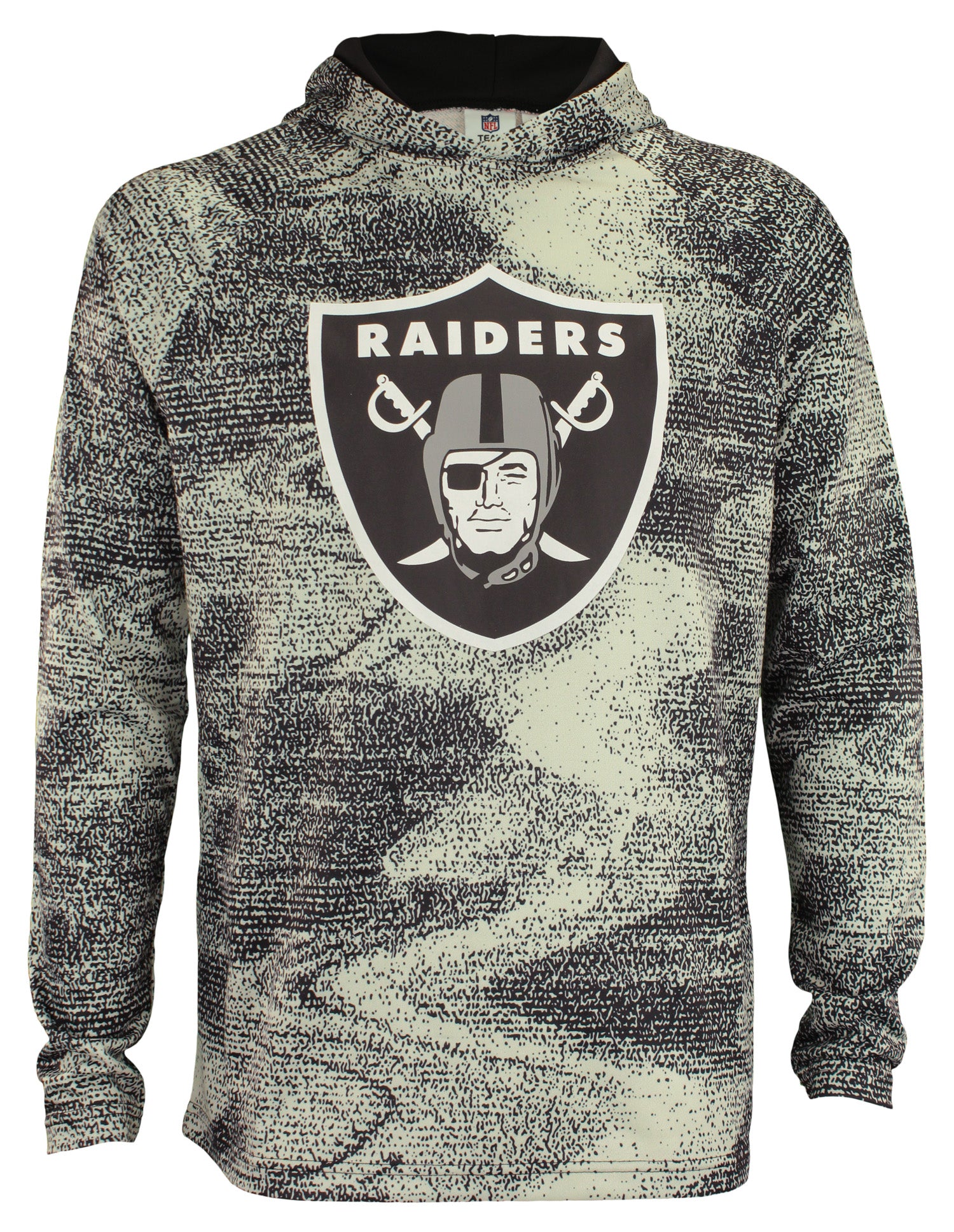 Hot! Zubaz NFL Oakland Raiders Men's Lightweight French Terry Static Hoodie