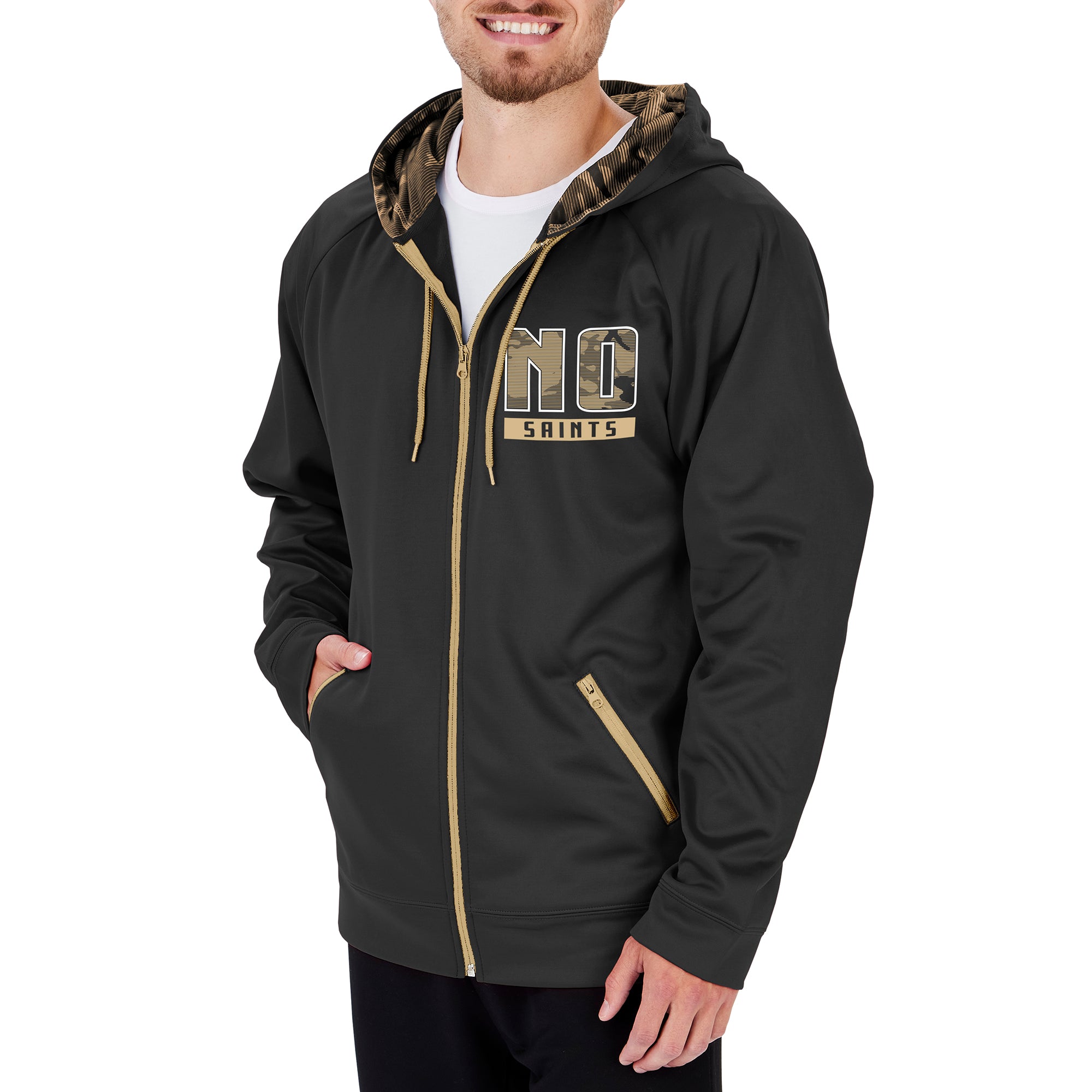 Hot! Zubaz NFL Men's New Orleans Saints Camo Full - Zip Hoodie