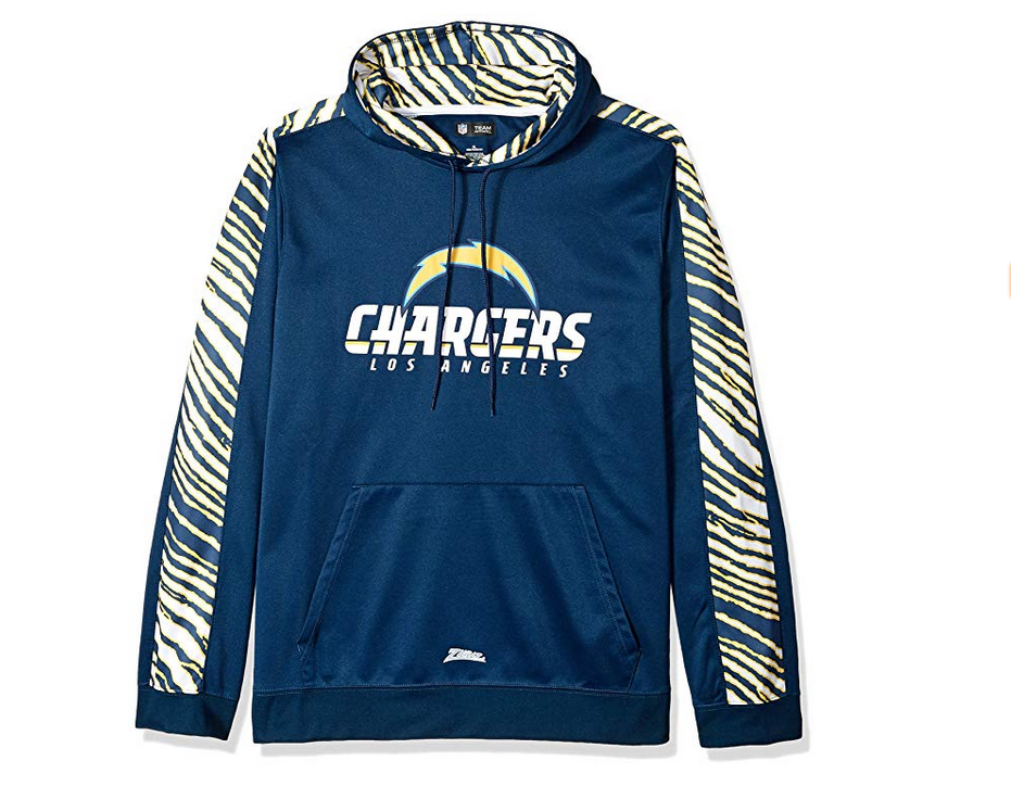 ZUBAZ Men's San Diego Chargers Polyester Pullover Hoodie with Zebra Design