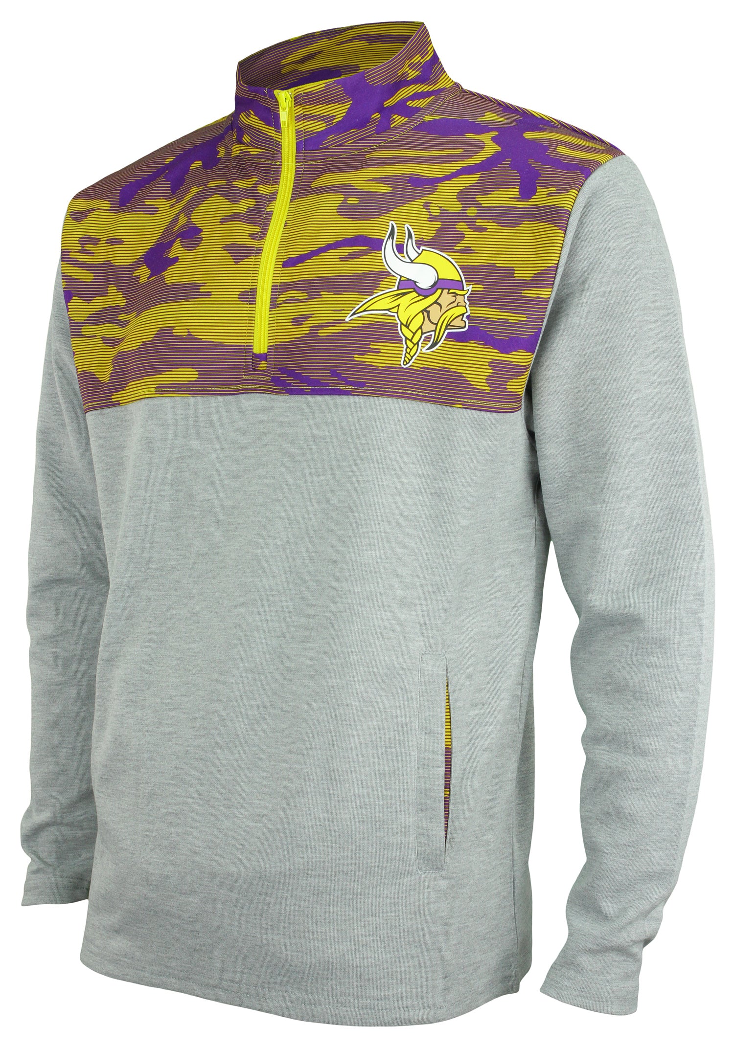 Hot! Zubaz Men's Minnesota Vikings 1/4 Zip Camo Fleece Pullover