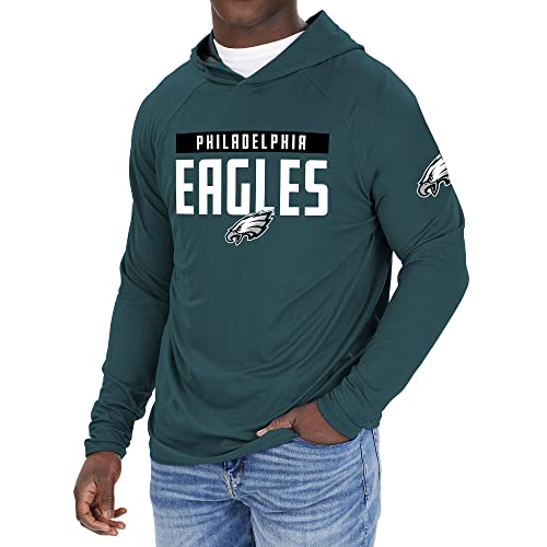 Zubaz Men's Philadelphia Eagles Solid Team Hoodie with Camo - Lined Breathable Hood
