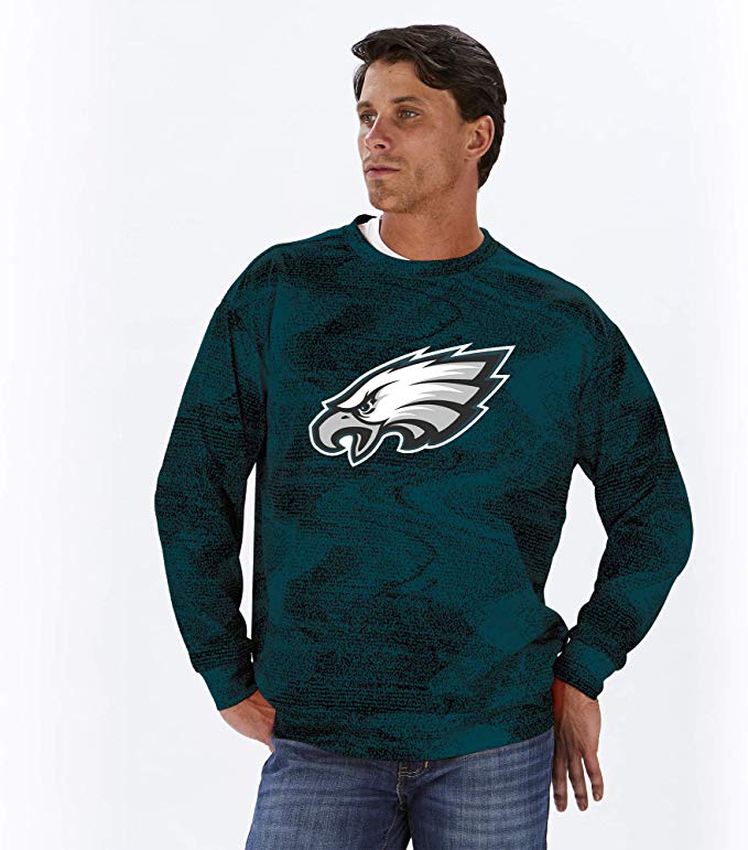 Hot! Zubaz NFL Men's Philadelphia Eagles Crew Neck Static Sweatshirt
