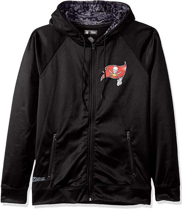 Hot Sale! Zubaz Men's NFL Tampa Bay Buccaneers Digital Camo Full - Zip Black Hoodie