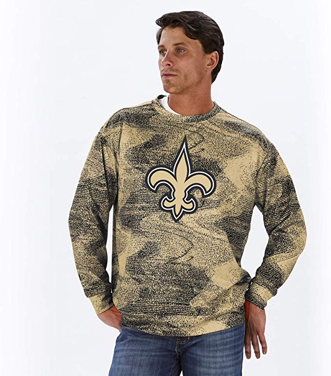 Hot Deal! Zubaz NFL Men's New Orleans Saints Static Crew Neck Sweatshirt for Game Day