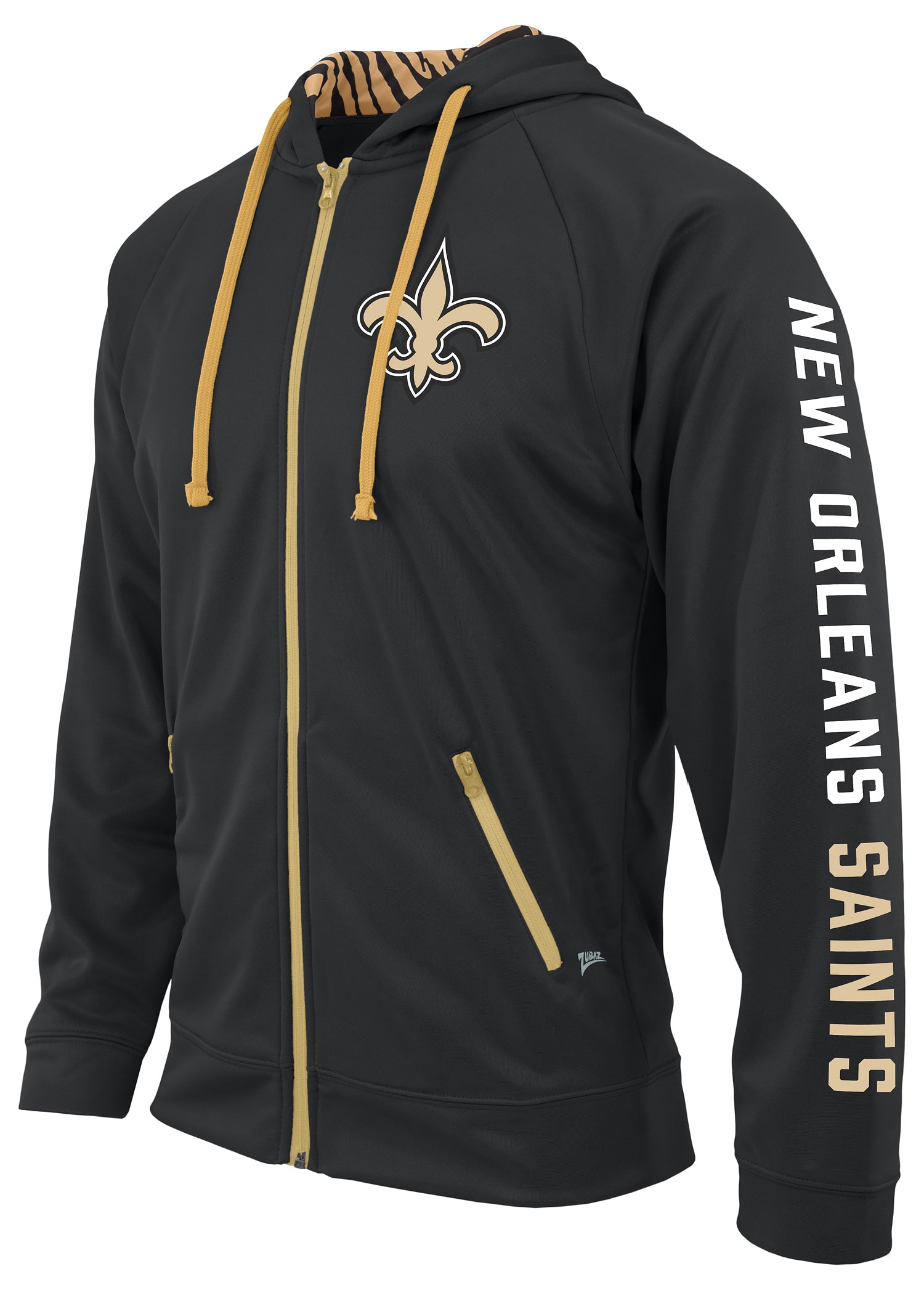 Zubaz Men's 100% Polyester Full Zip NFL Hoodie - New Orleans Saints