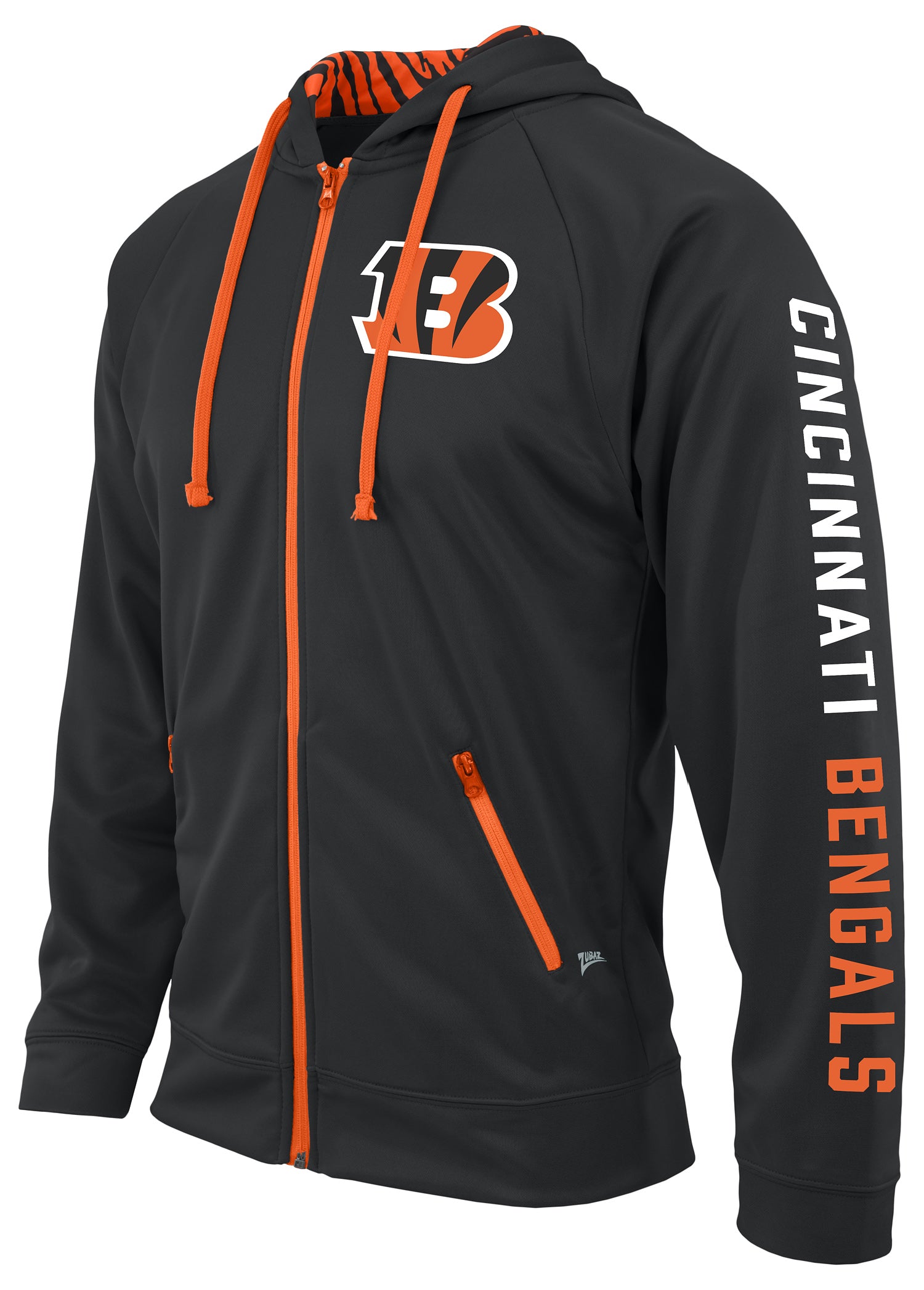 NFL Men's Cincinnati Bengals Full Zip Zebra Print Logo Hoodie