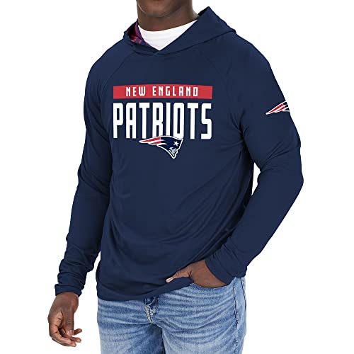 Zubaz NFL Men's New England Patriots Comfortable Solid Team Hoodie with Camo-Lined Hood
