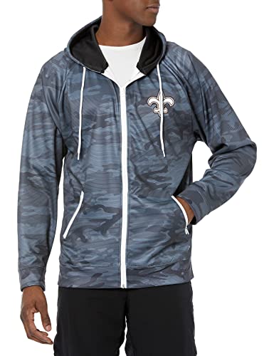 Zubaz Men's NFL New Orleans Saints Tonal Black Camo Zip-up Hoodie - Great Deal!