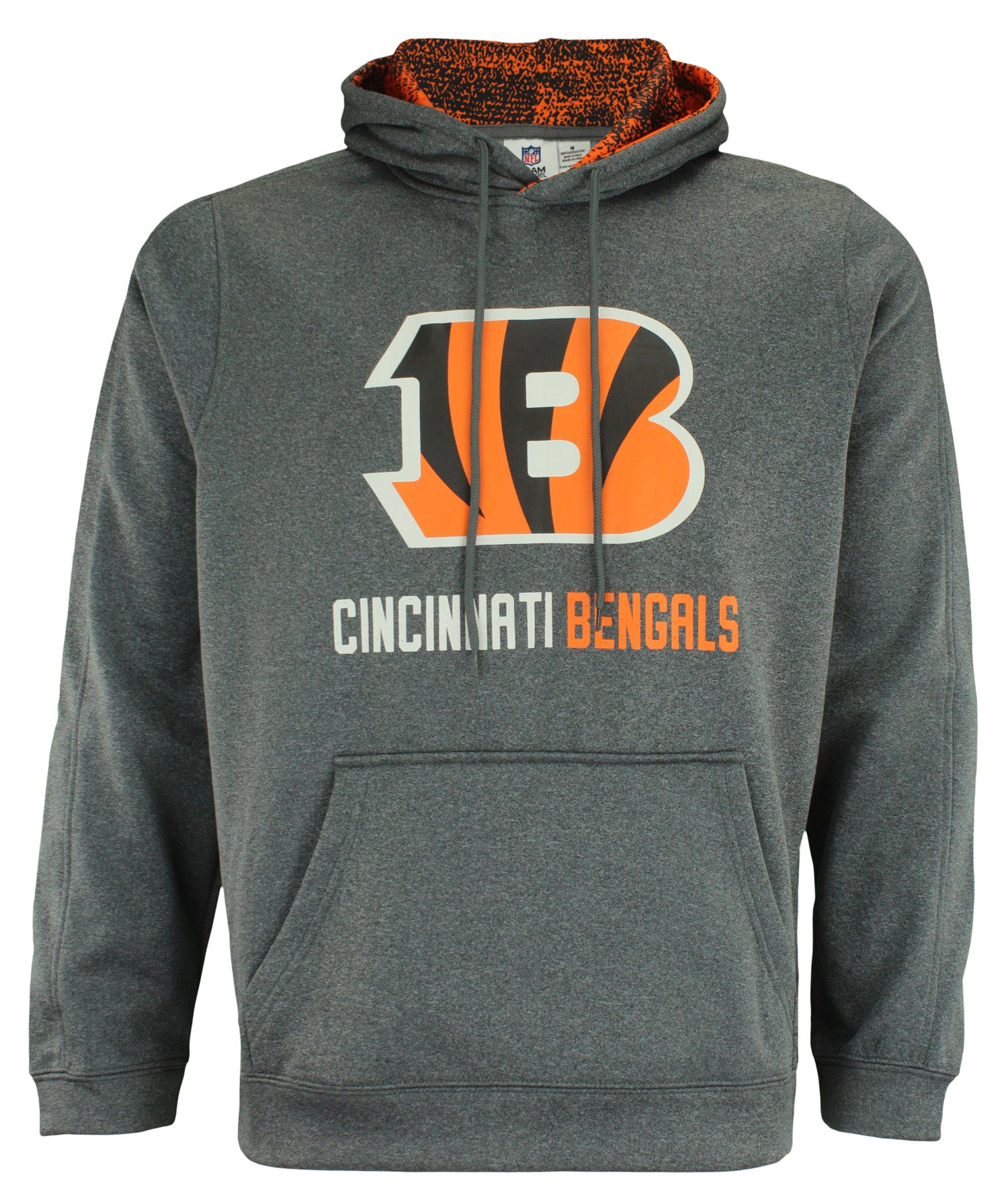 Hot! Zubaz NFL Cincinnati Bengals Men's Heather Grey Performance Fleece Hoodie