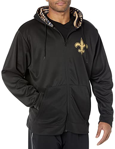 Hot! Zubaz NFL Men's New Orleans Saints Full-Zip Hoodie with Zebra Accents