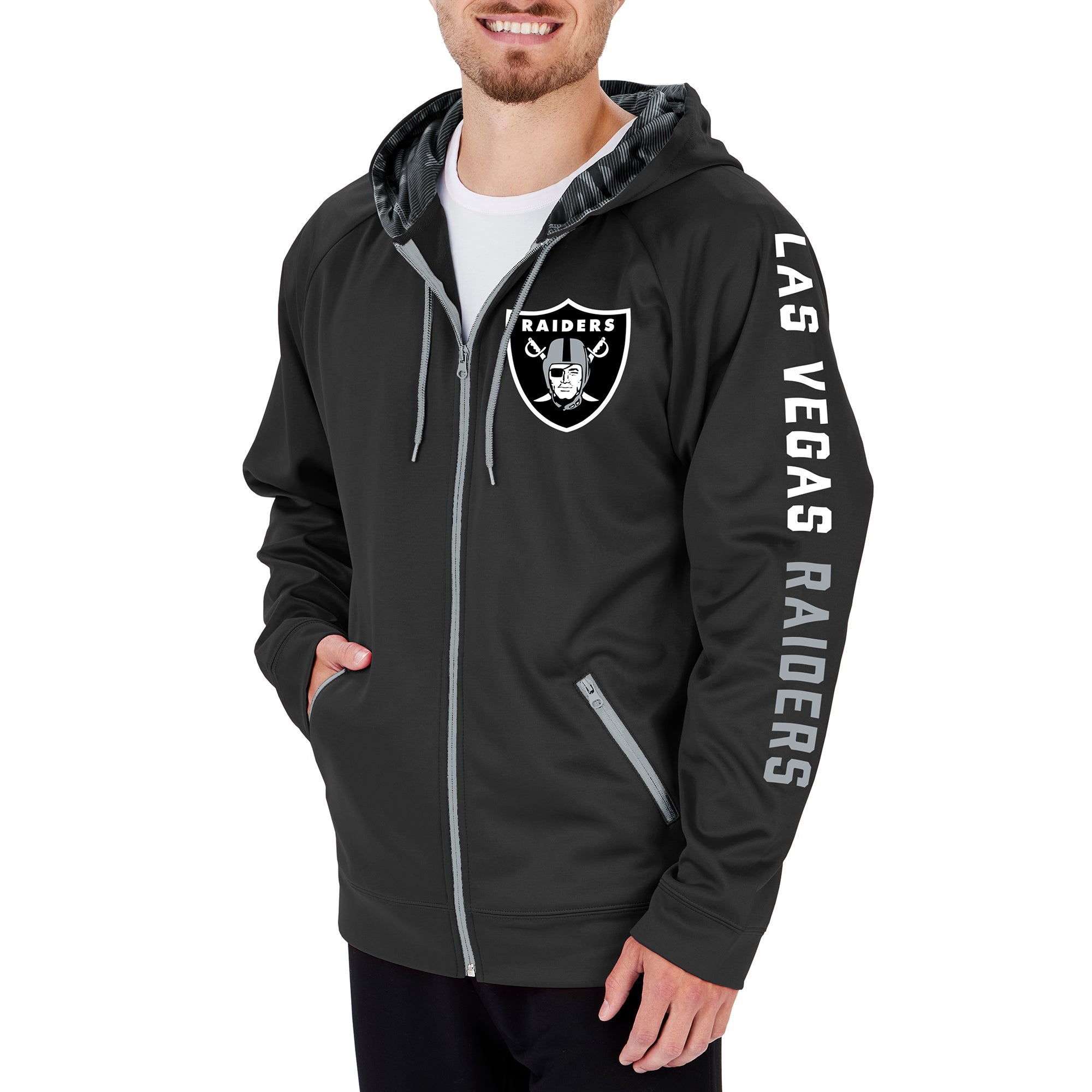 Hot! Zubaz Men's Las Vegas Raiders Camo Full - Zip NFL Hoodie