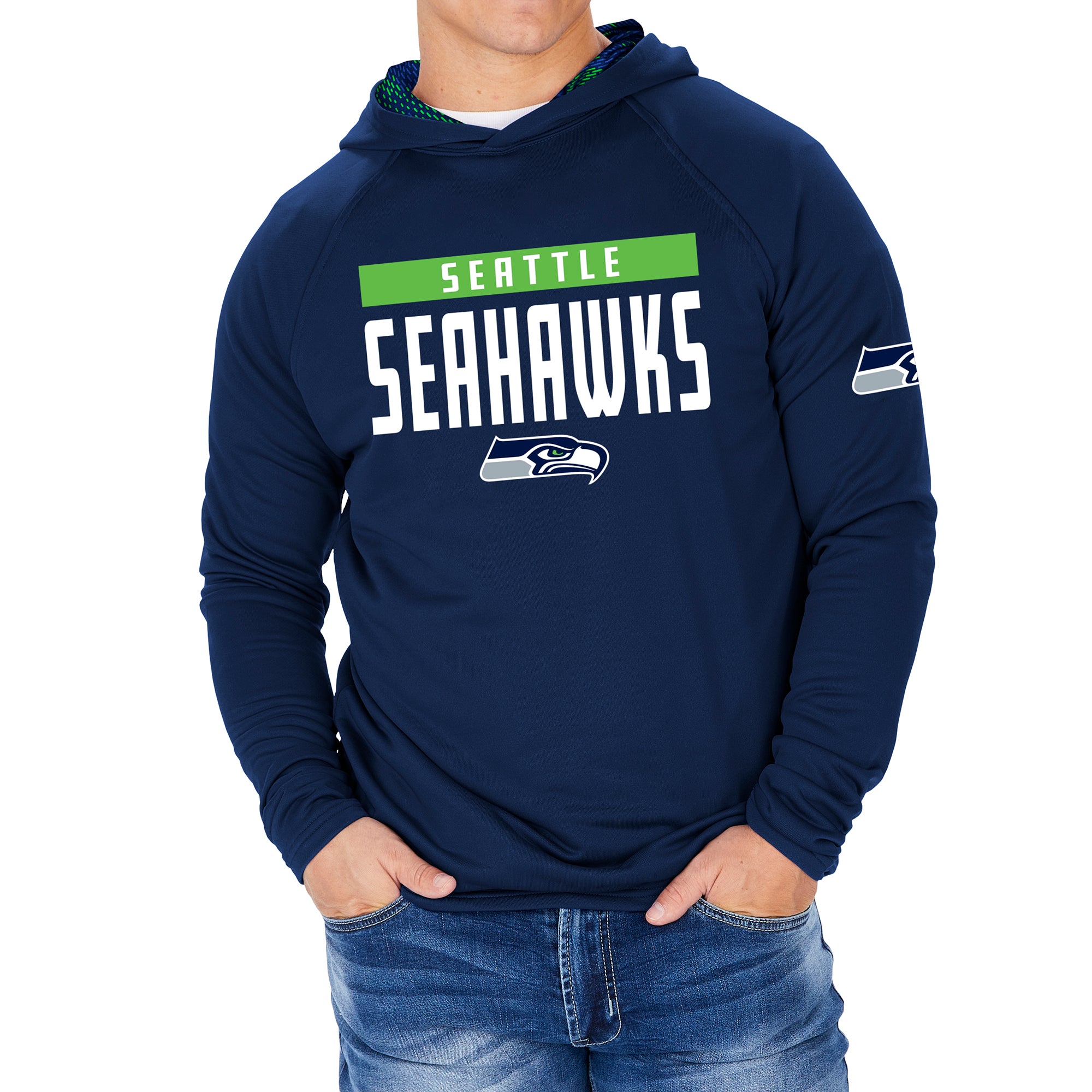 Hot! Zubaz NFL Men's Seattle Seahawks Hoodie with Viper Print Liner