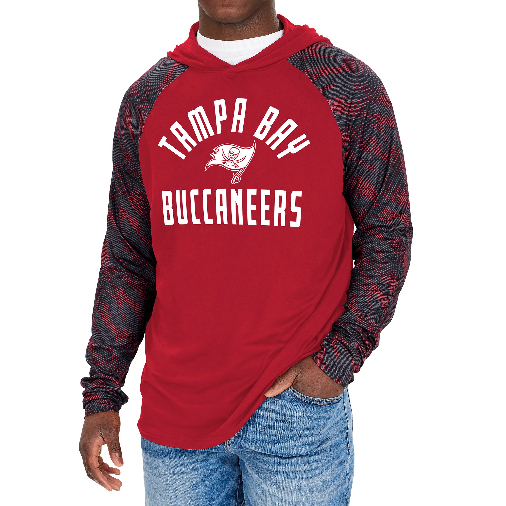 Zubaz Men's NFL Tampa Bay Buccaneers Viper Print Lightweight Pullover Hoodie