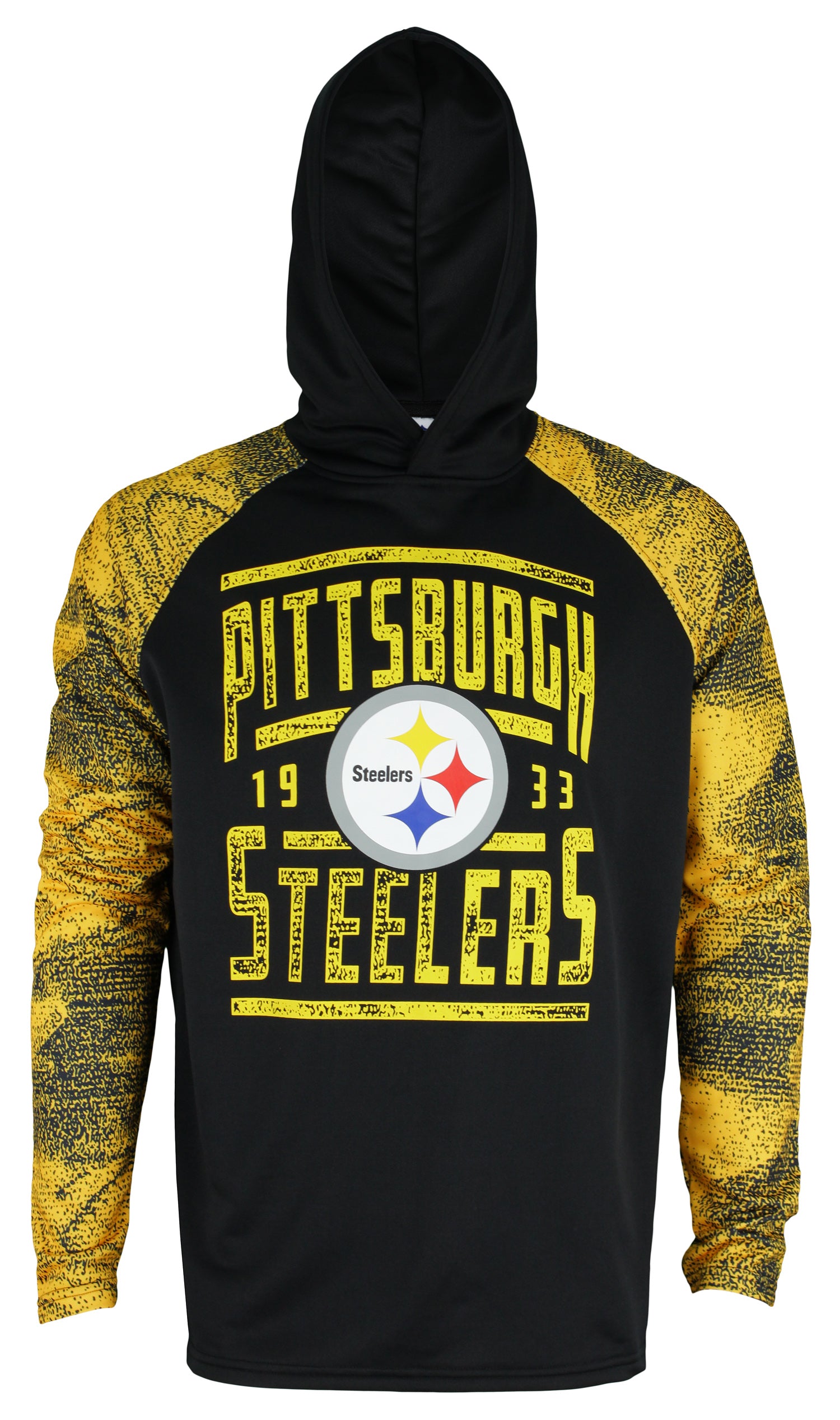 Hot Deal! Zubaz Men's Pittsburgh Steelers NFL Lightweight Pullover Hoodie with Static Sleeves