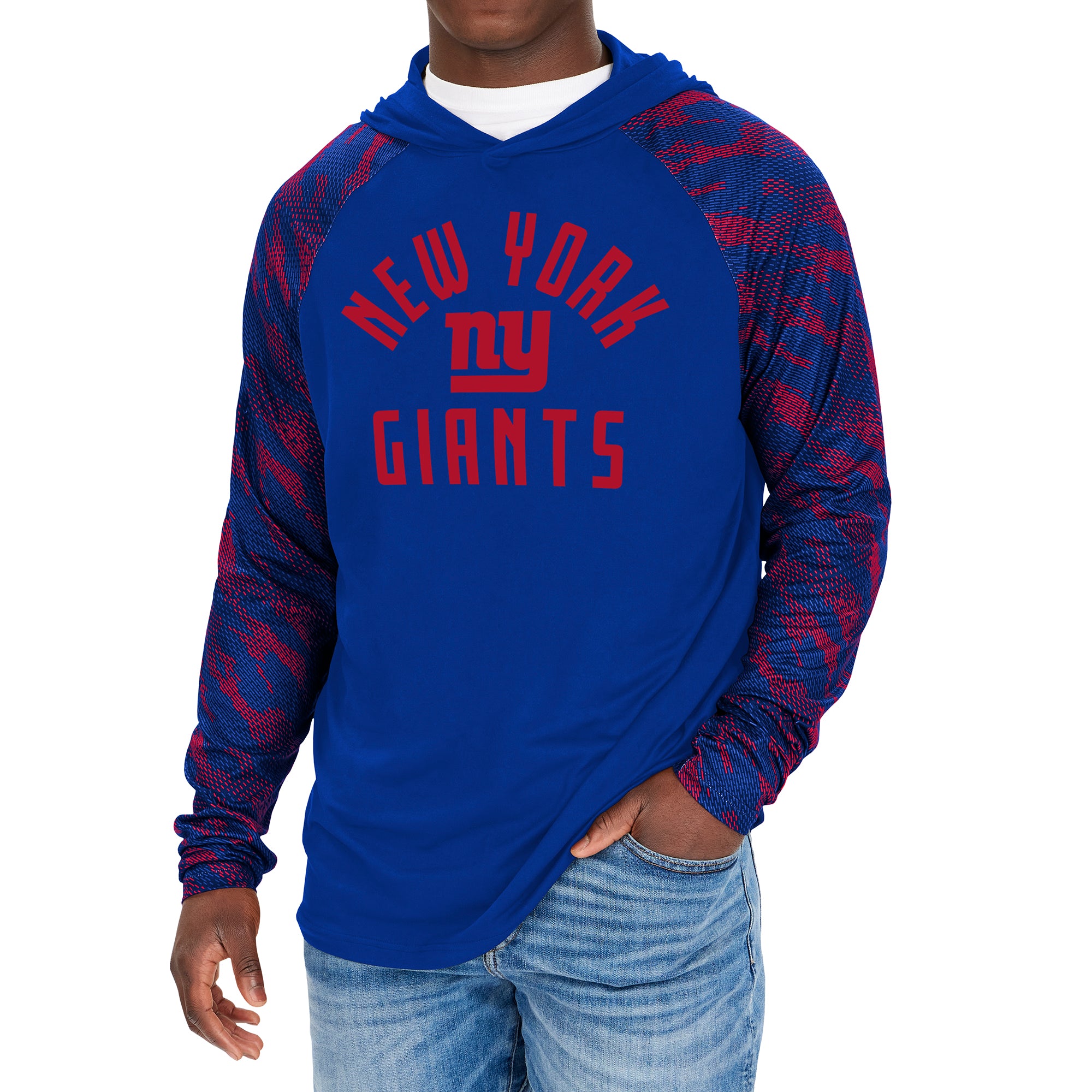 Hot Deal! Zubaz Men's NFL New York Giants Viper Print Pullover Hooded Sweatshirt