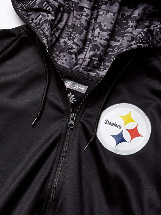Zubaz Men's Black Full Zip Digital Camo Hoodie for Pittsburgh Steelers Fans