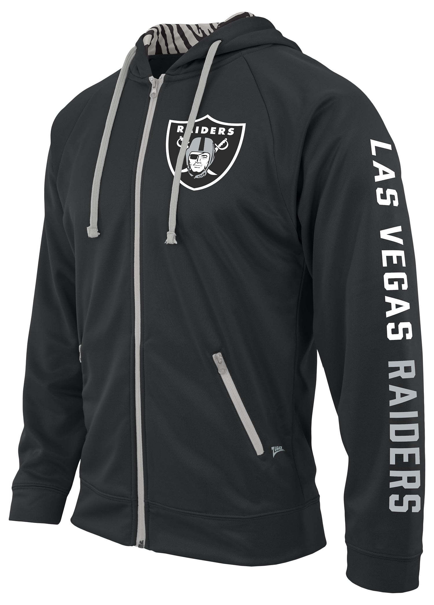 Hot! Zubaz NFL Men's Las Vegas Raiders Full Zip Zebra Logo Hoodie